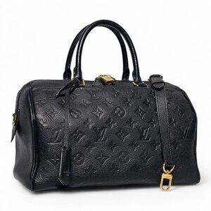 LOUIS VUITTON Empreinte Speedy 30 Black Leather Shoulder Strap Bag Bandouliere